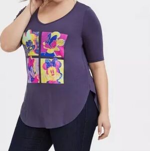 Torrid Disney Minnie Mouse Slate Grey Retro Art Tunic Top